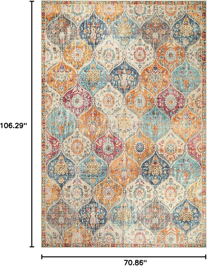 6x9 Lahome Moroccan Rugs for Living Room, Soft Washable